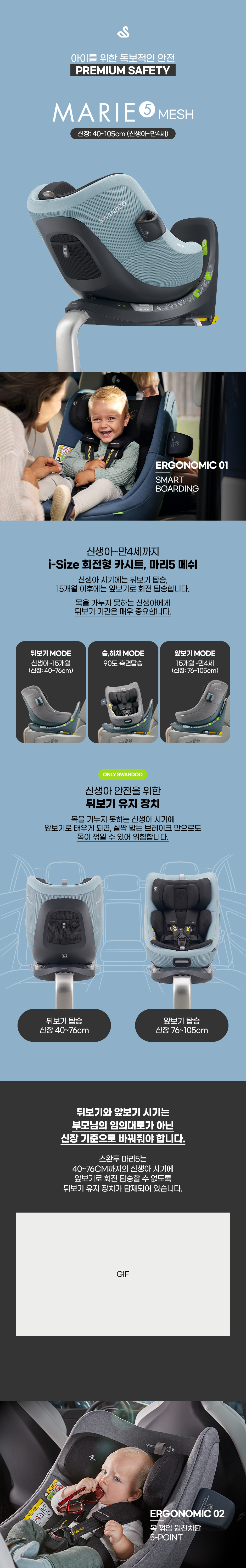 NEW COLOR 출시! i-Size 회전형 카시트 '마리5 메쉬’  체험단 상품 상세 5